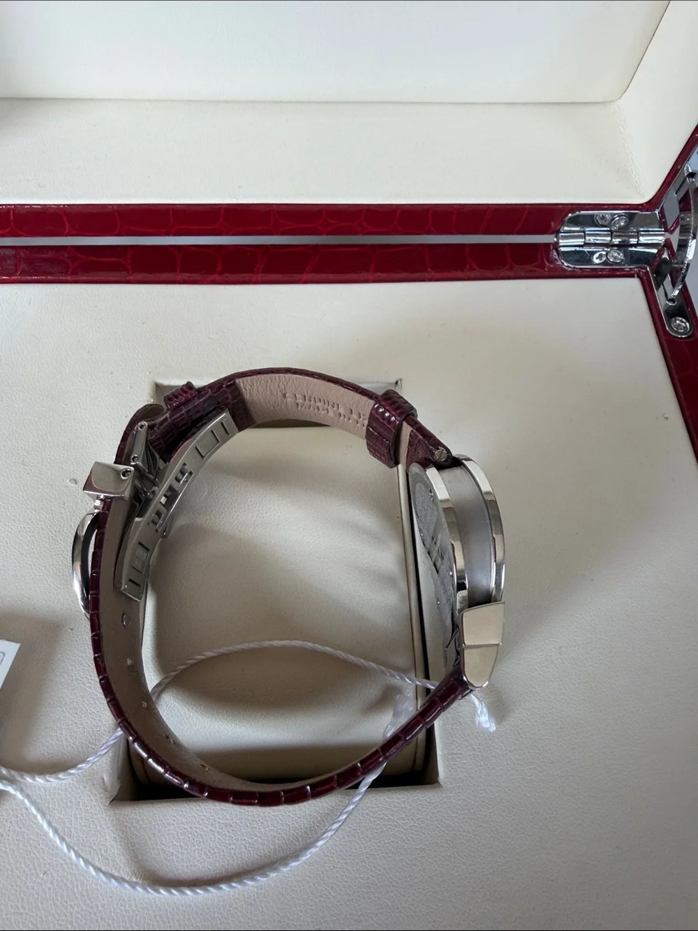 Salvatore Ferragamo Burgundy Lizard Leather & diamond Bezel Ladies Watch